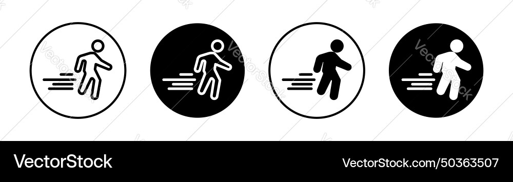 Man fast run icon set runner and speed motion vector image