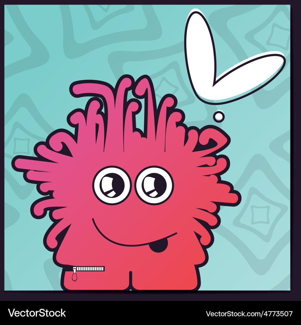 Monster with heart on abstract color background vector image