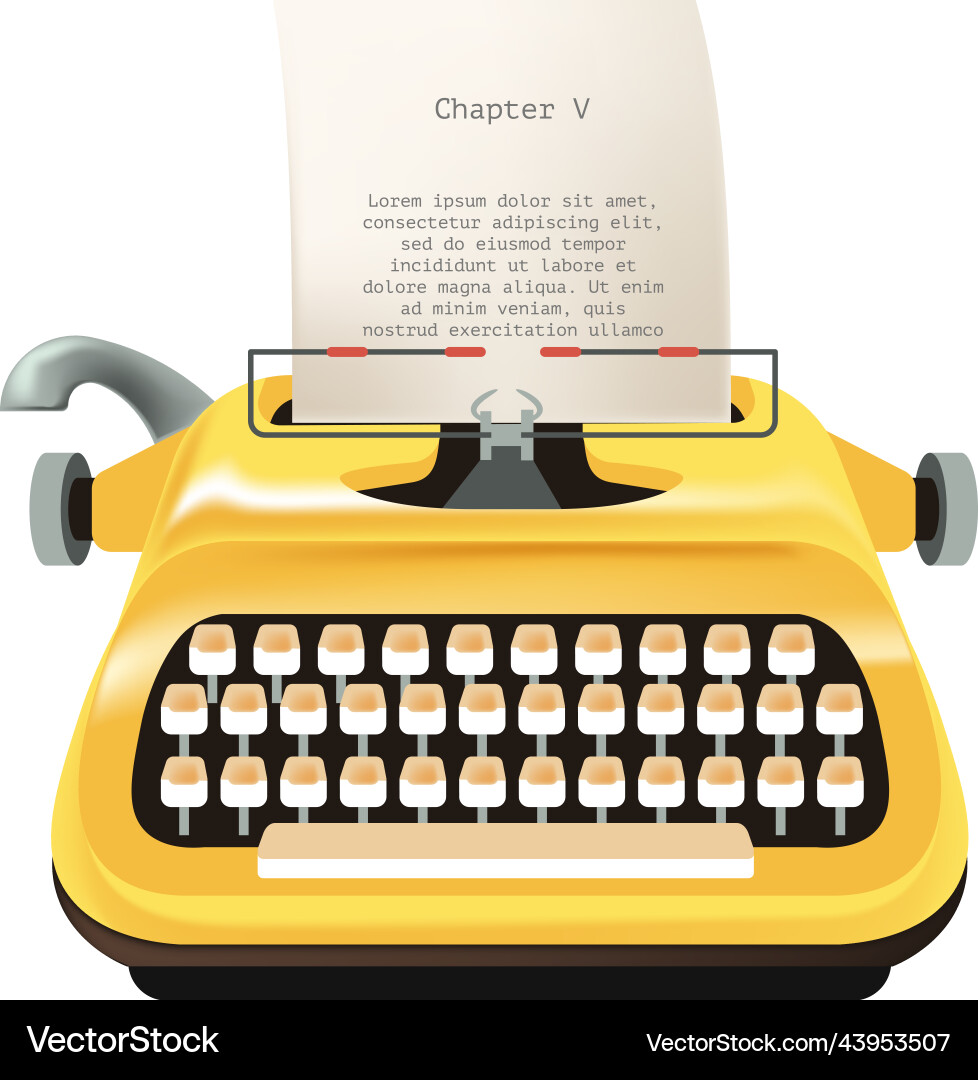 Old retro typewriter typing and printing machine Old retro typewriter typing and printing machine Vector Image