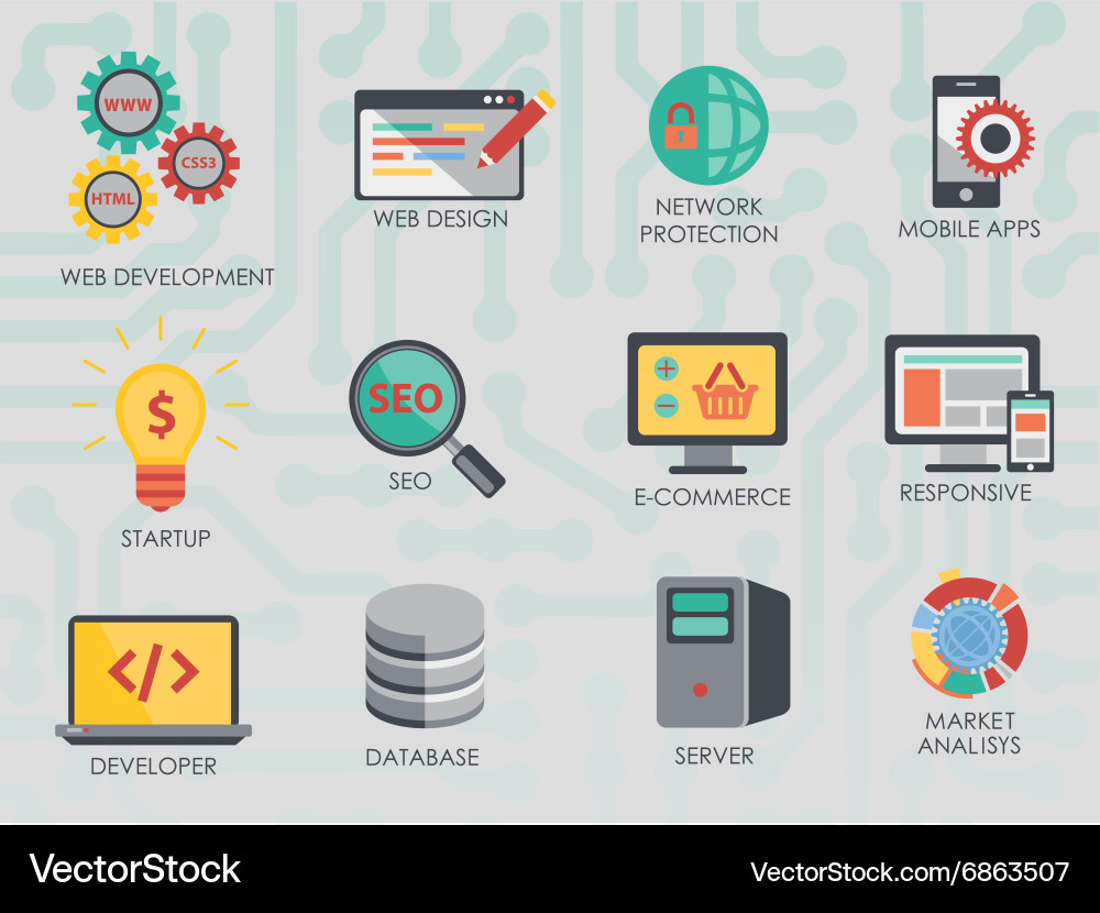 Programmer software developer icons set isolated Vector Image