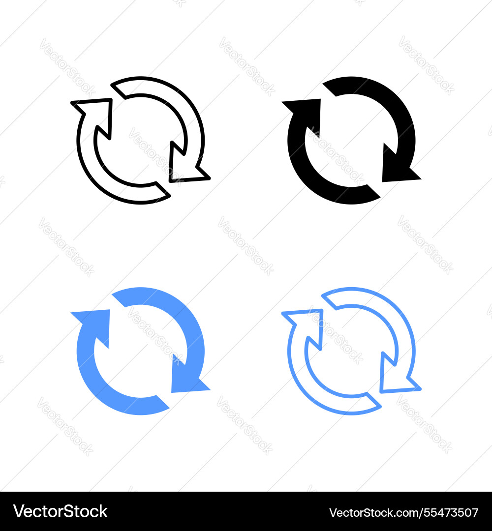 Rotate icon set round arrow refresh Rotate icon set round arrow refresh vector image