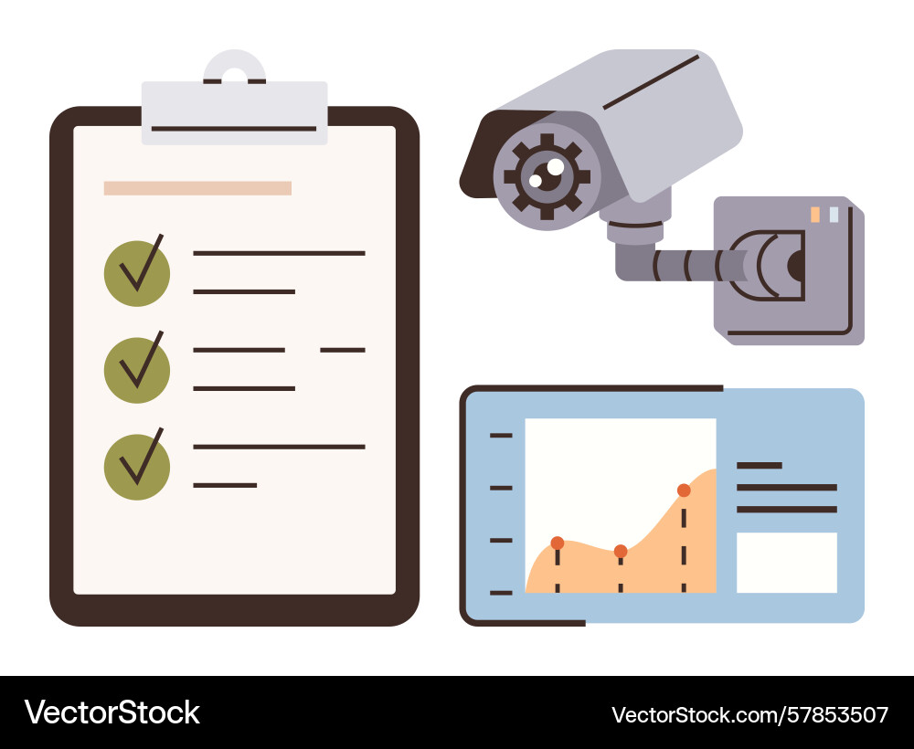 Surveillance and data analytics with checklist Surveillance and data analytics with checklist vector image