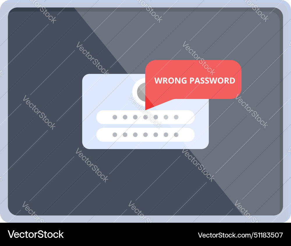 System wrong password icon cartoon error System wrong password icon cartoon error vector image