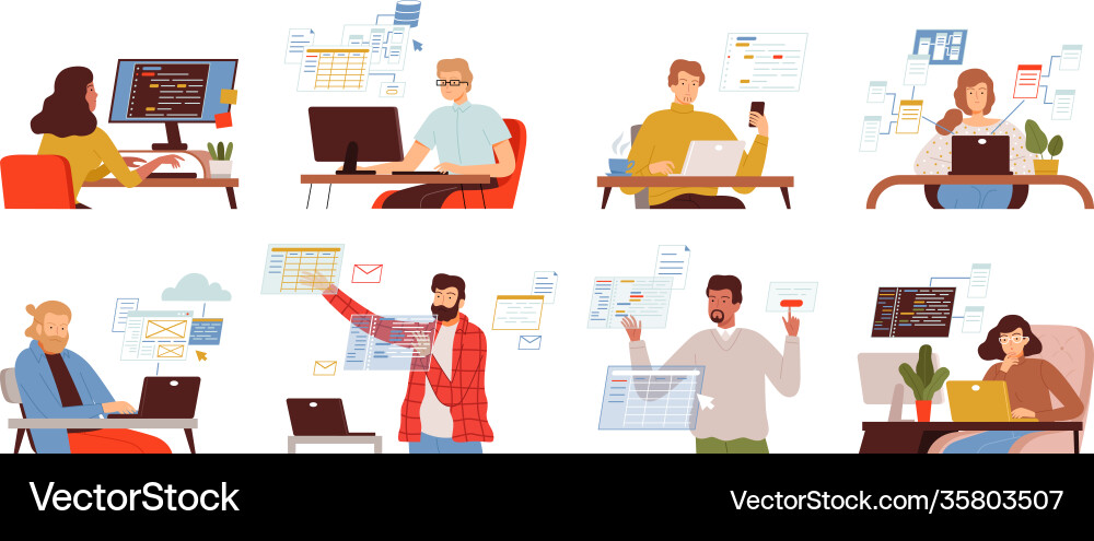Tech Workers Overload vector image