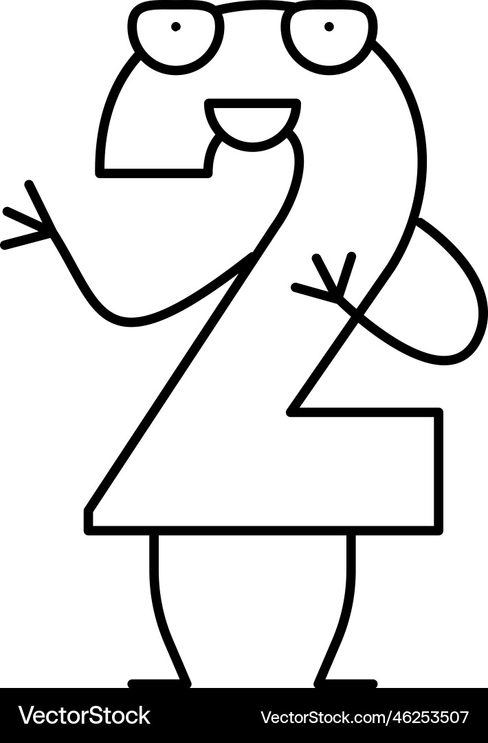Two number character line icon Two number character line icon vector image