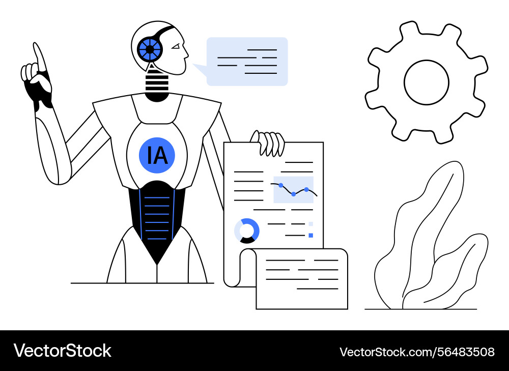 Ai robot presenting data with charts graphs Ai robot presenting data with charts graphs vector image