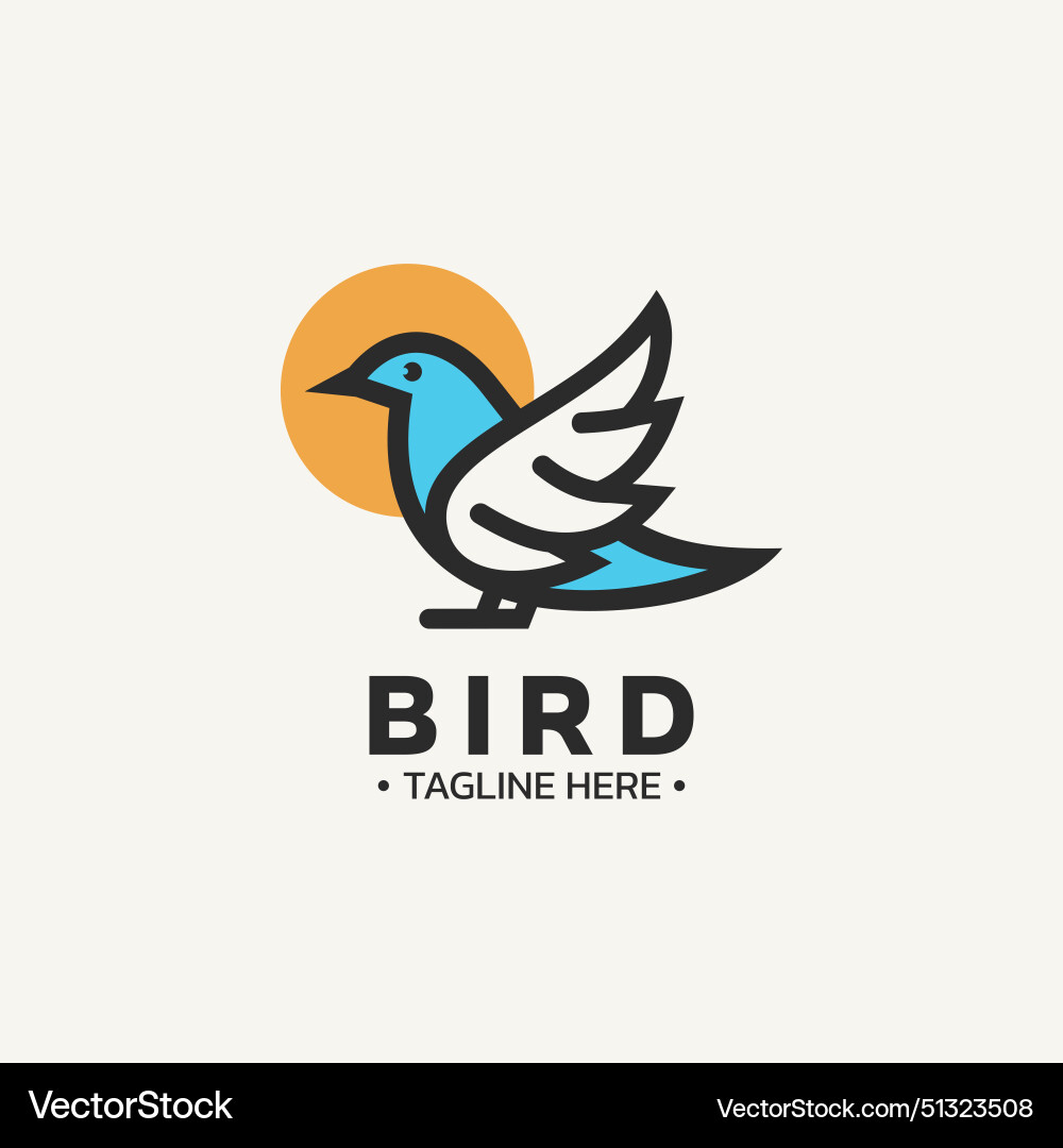 Bird logo design with simple color and line style vector image