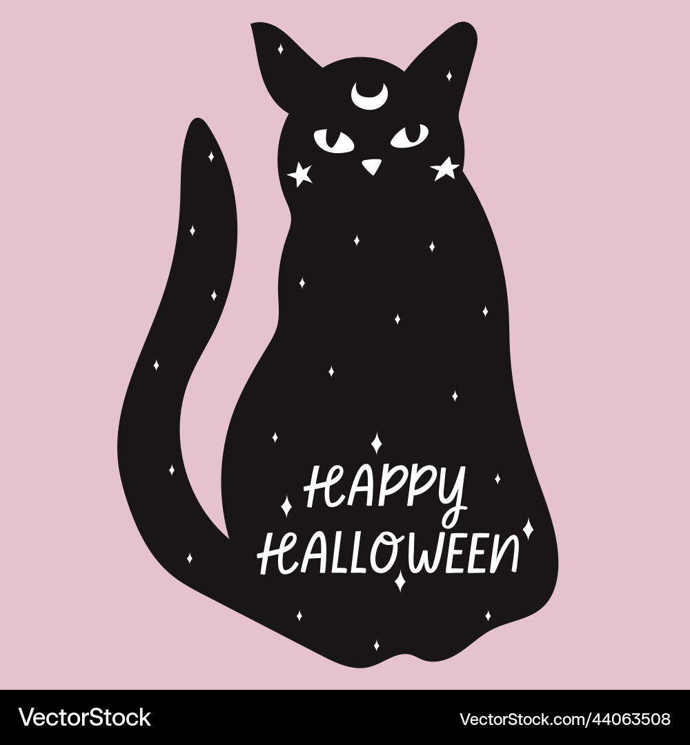 Black Cat Halloween Background vector image