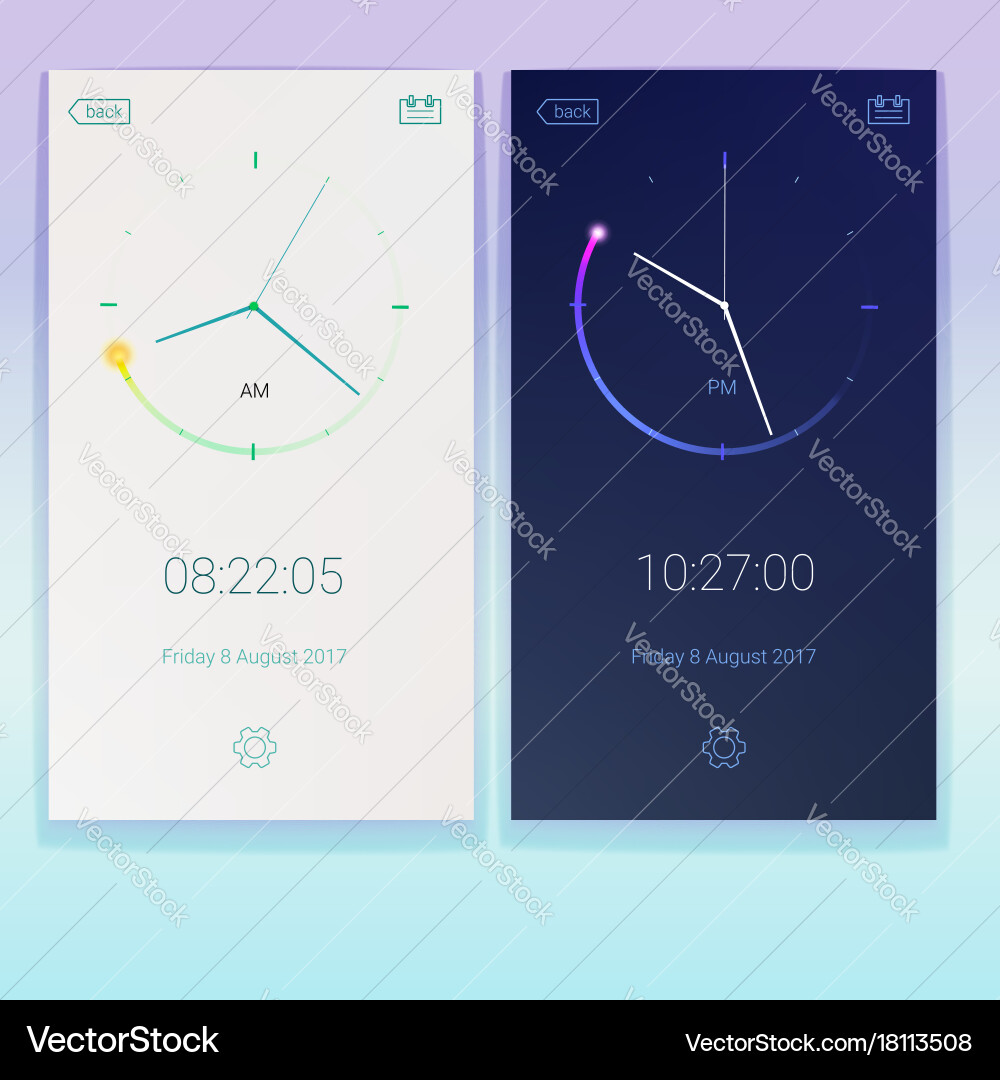 Clock application concept of contrast ui design vector image