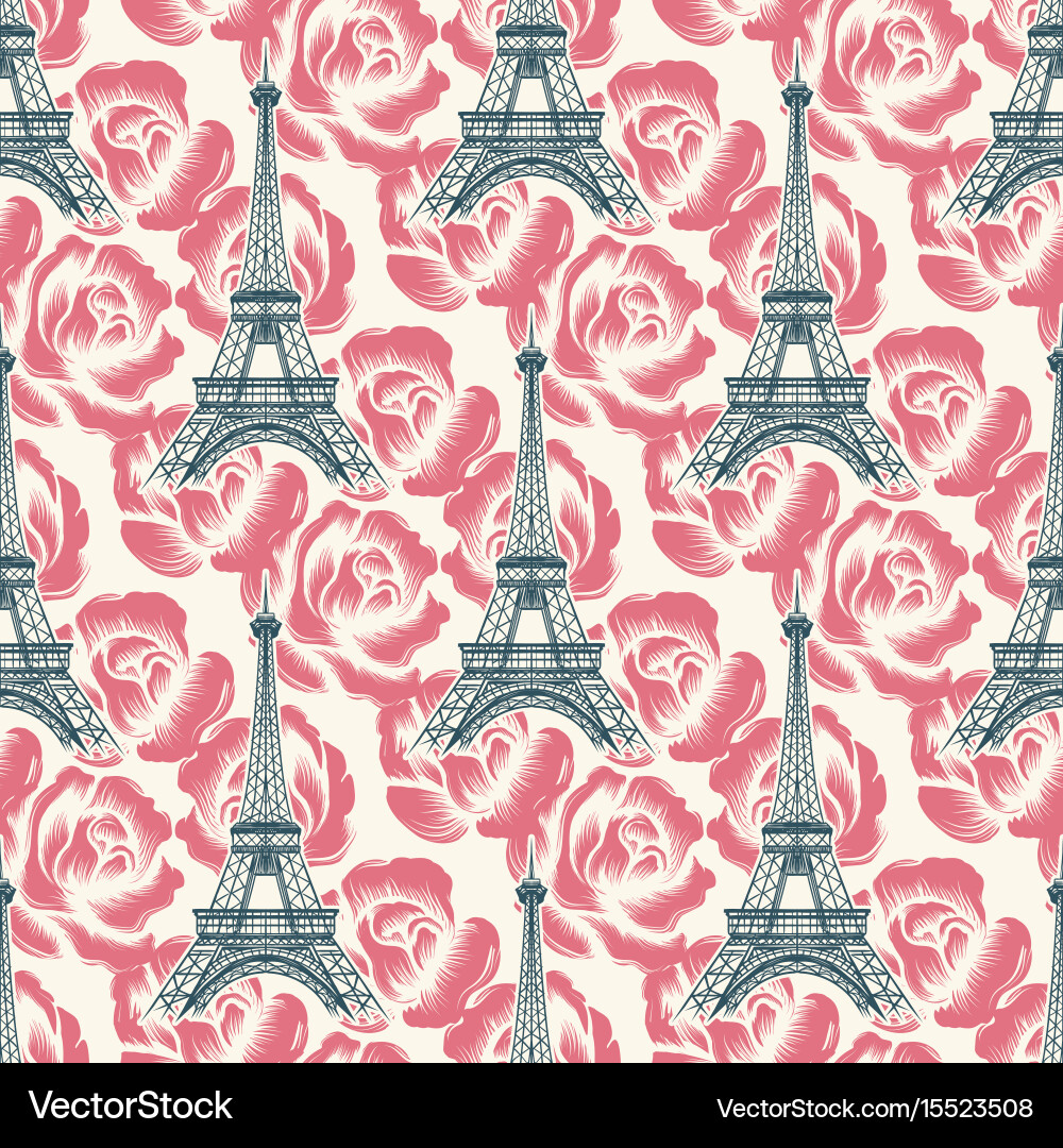 Eiffel Tower Seamless Pattern - Romantic France vector image