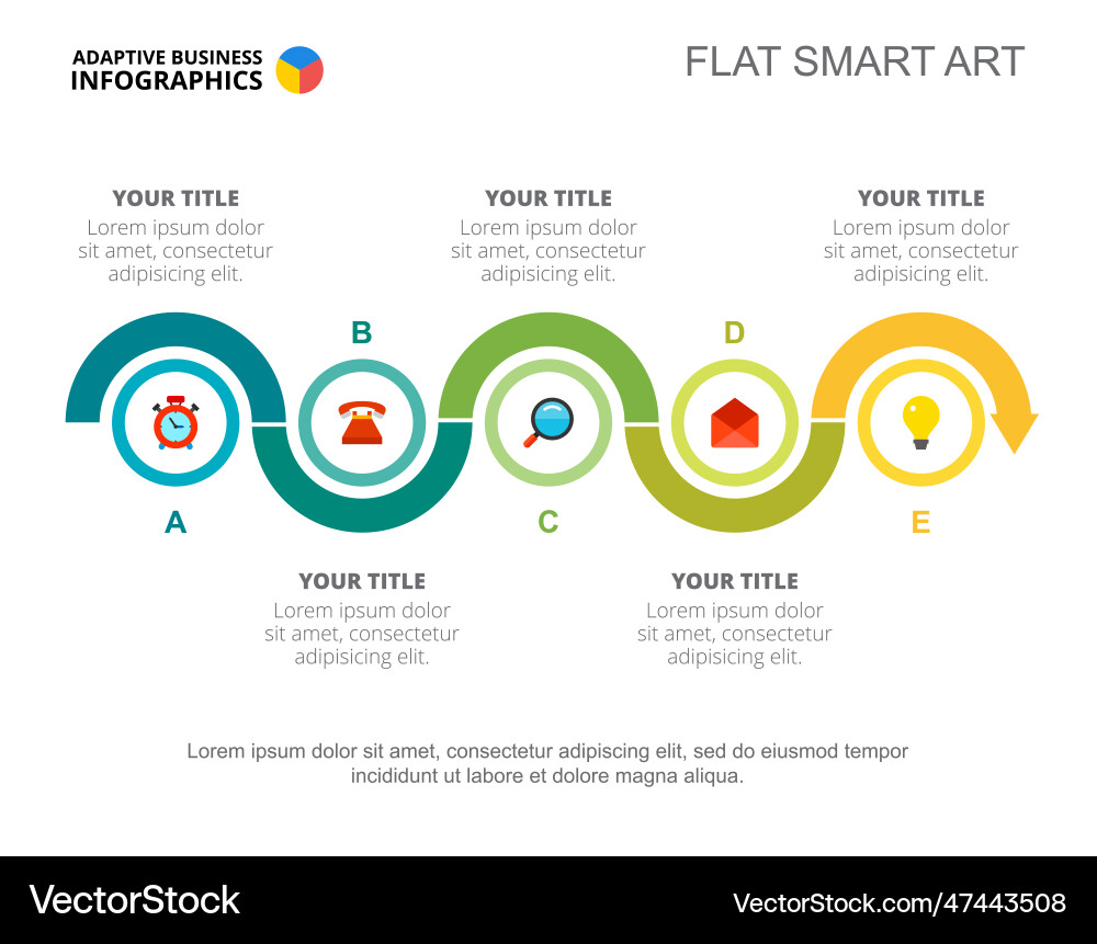 Five principles workflow slide template vector image