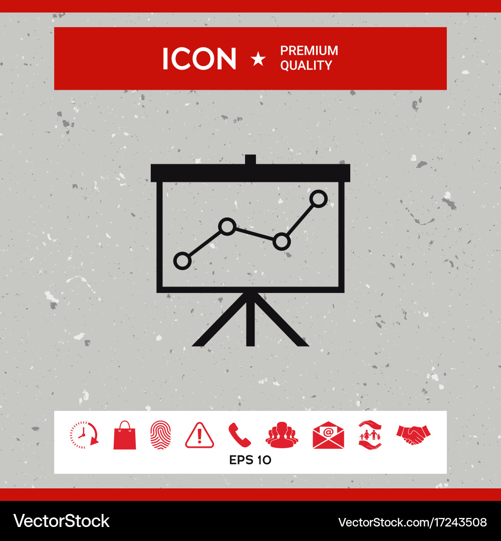 Flip-chart projection screen with a graph vector image