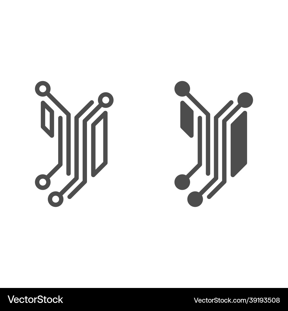 Fragment of analog circuit layout line and solid Fragment of analog circuit layout line and solid vector image