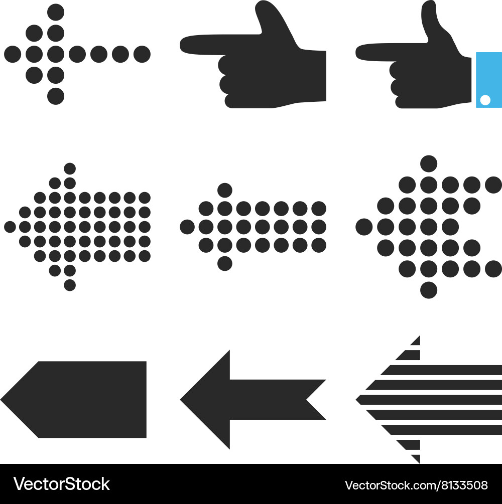 Left Pointers Icon Set vector image