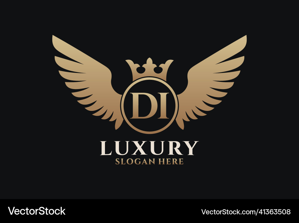 Luxus königlichen Flügel Buchstaben di crest gold Farbe Logo Luxus königlichen Flügel Buchstaben di crest gold Farbe Logo vektorbild