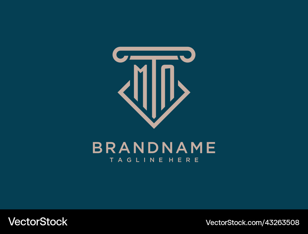 Mn initial with pillar icon design clean Vector Image