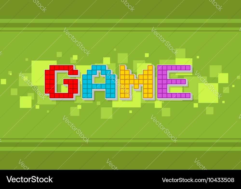 Pixel computer color game text screen Vector Image