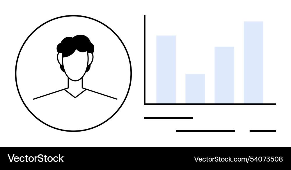 Profile avatar next to bar graph representing data Profile avatar next to bar graph representing data vector image