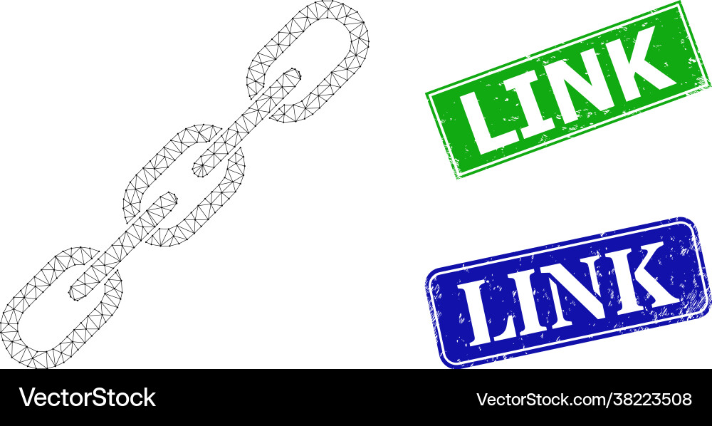 Scratched link stamps and triangular mesh chain Scratched link stamps and triangular mesh chain vector image
