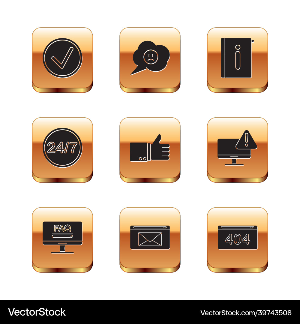 Set check mark in circle monitor with faq Set check mark in circle monitor with faq vector image