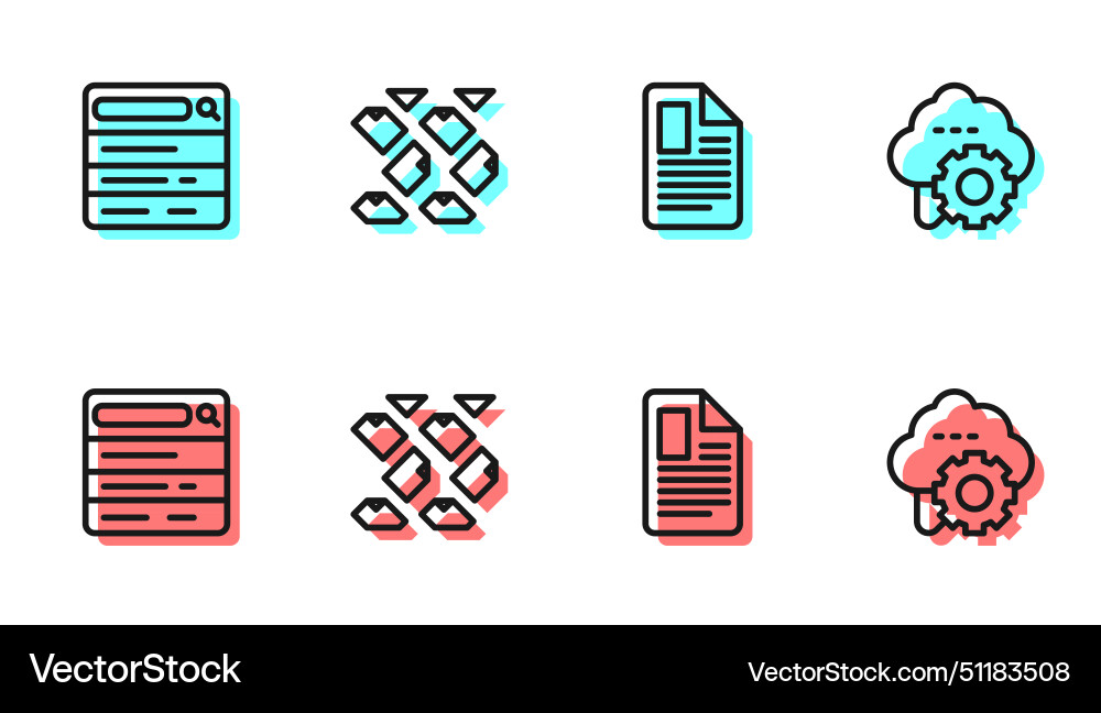 Set line file document search engine data stream Set line file document search engine data stream vector image
