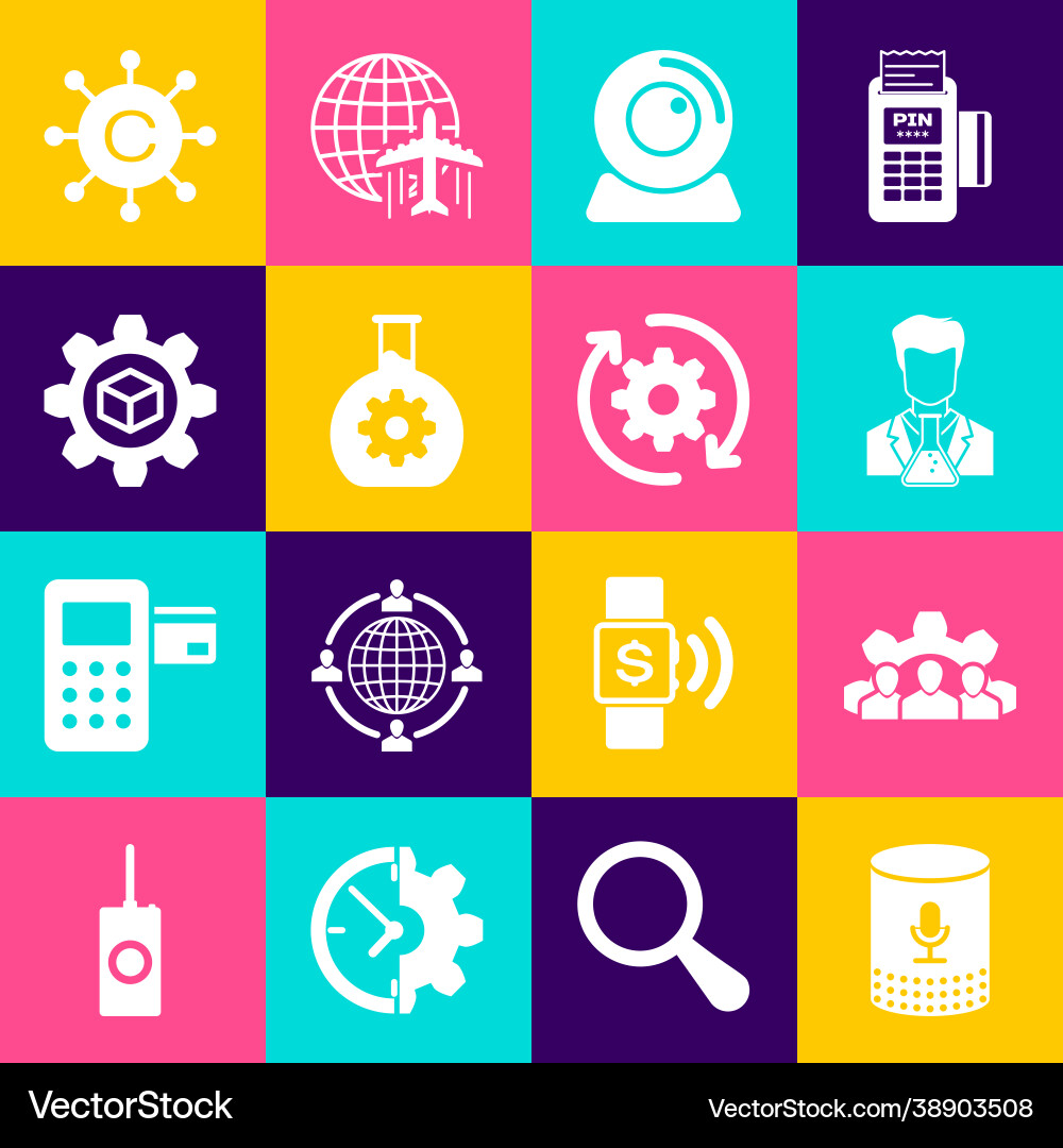 Set voice assistant project team base scientist Vector Image