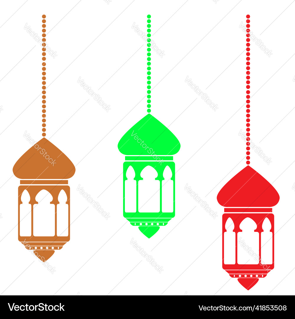 Simple set 3 different color lantern isolated Vector Image