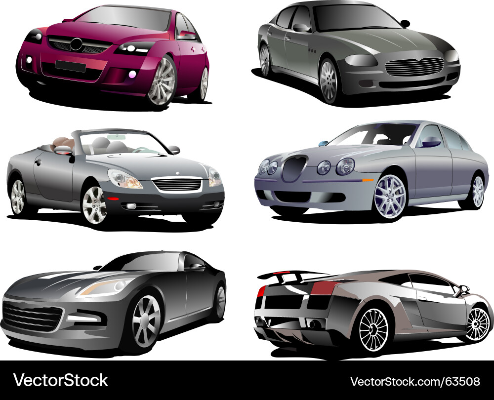 Six Cars Driving Vector Image