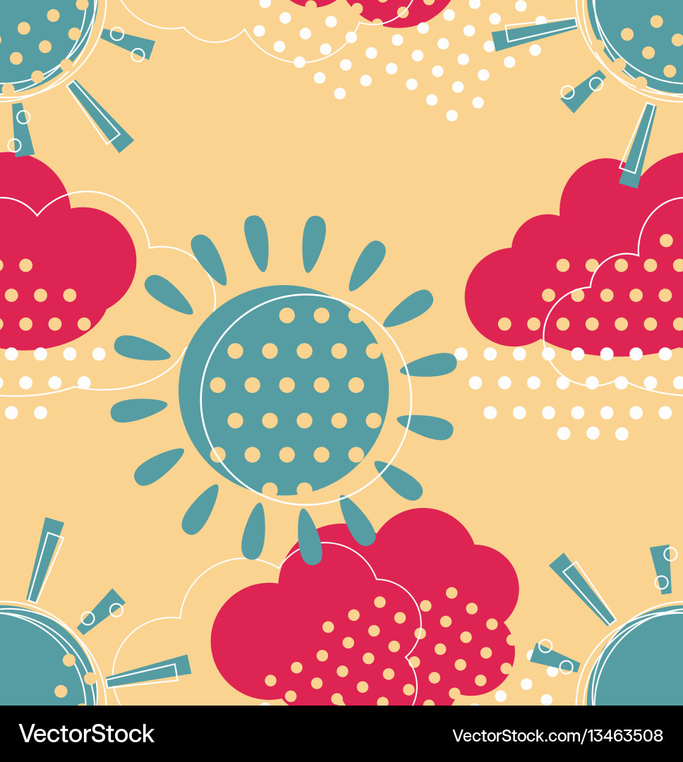 Sun with clouds seamless pattern vector image