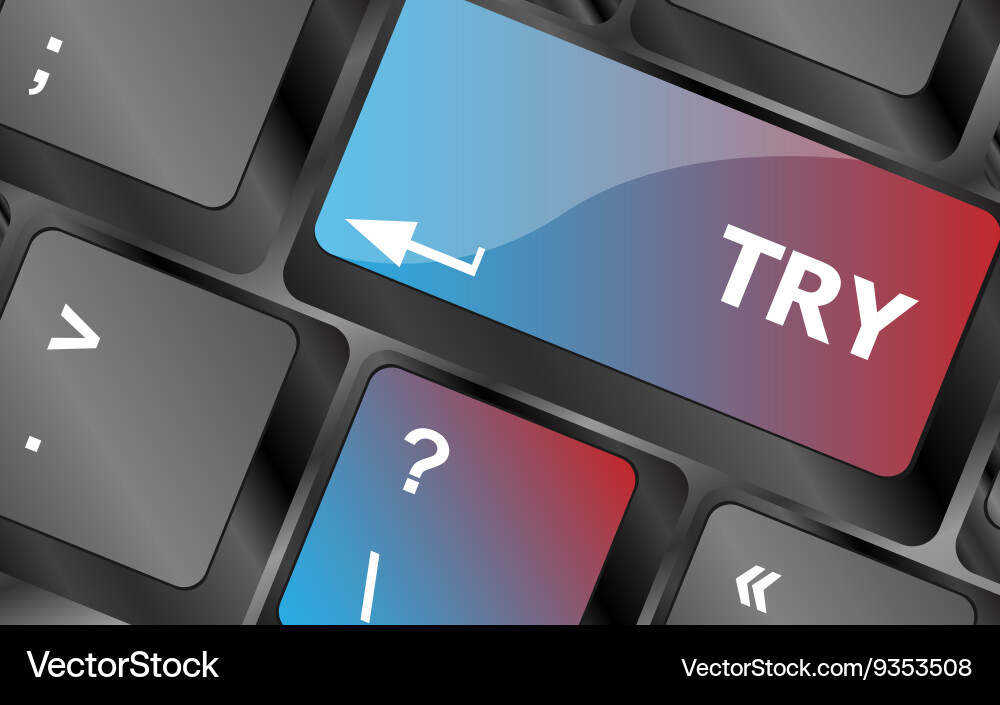 Try button on keyboard key keys vector image