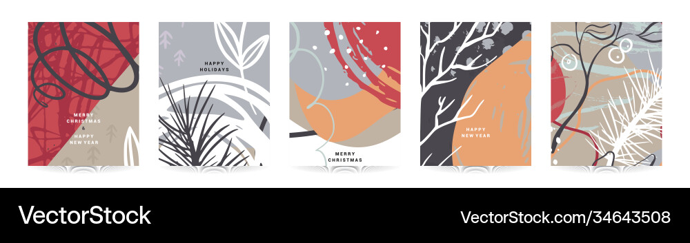 Winter Floral Festive Cards Vector Image
