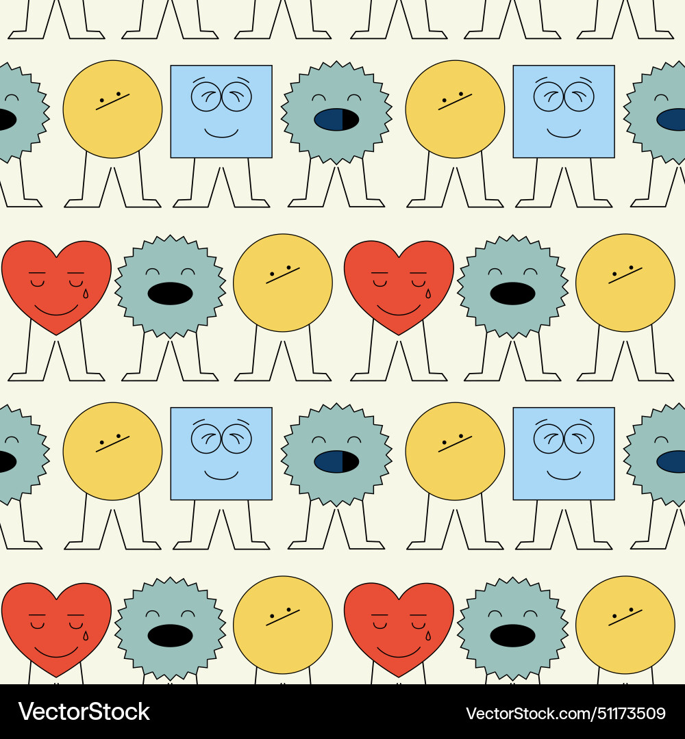 Abstract seamless pattern with different faces Vector Image
