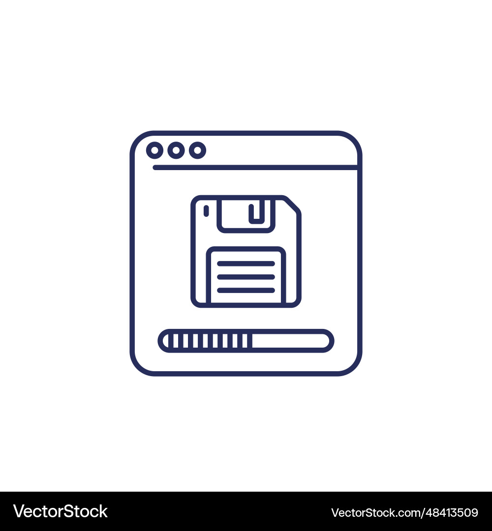 Backup or copy files line icon with a floppy disk vector image