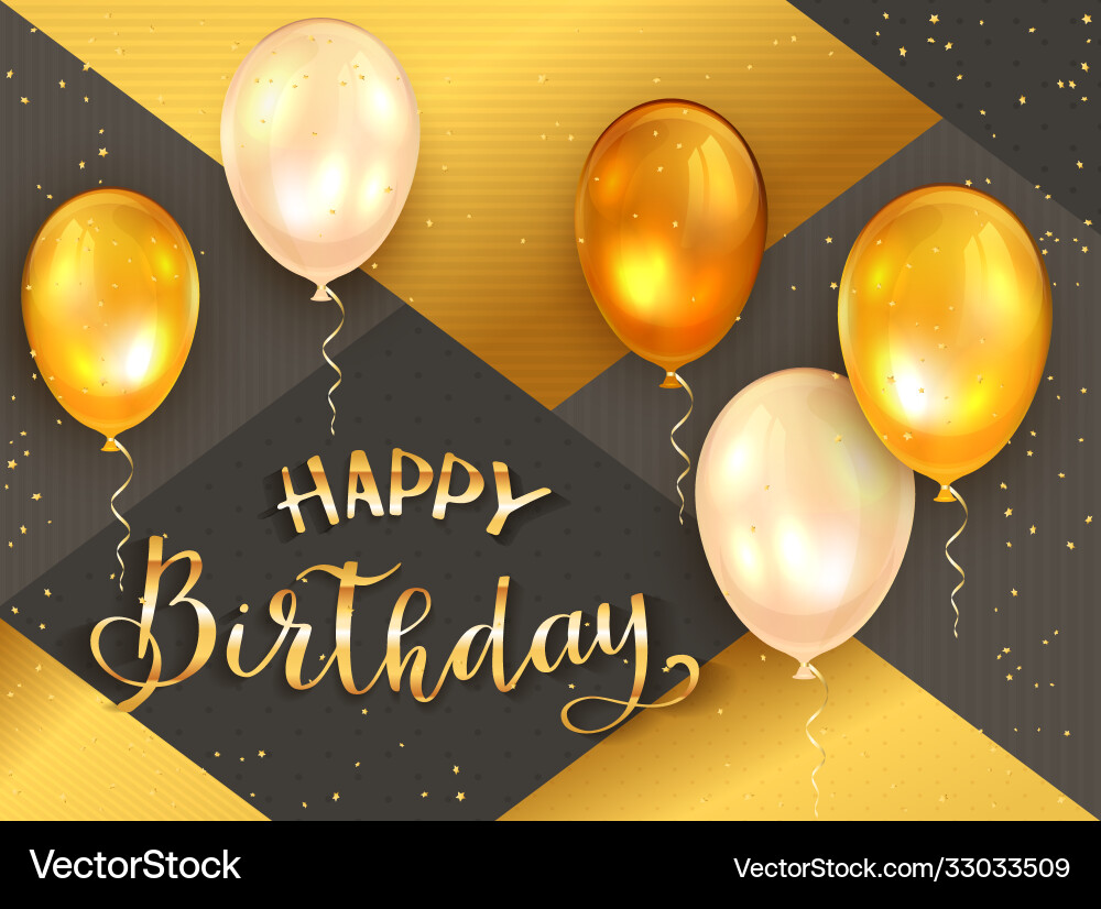 Black and gold background with golden birthday Black and gold background with golden birthday vector image