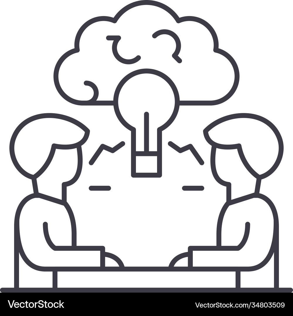 Brainstorming icon linear isolated vector image