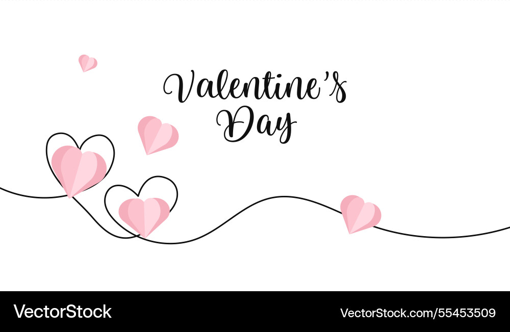 Continuous line heart with realistic paper Vector Image