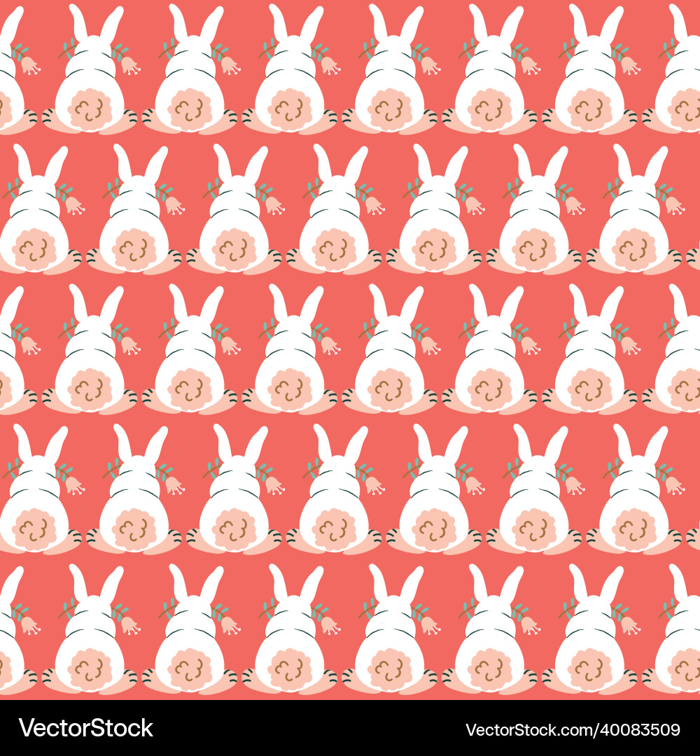Cute rabbits back seamless pattern Vector Image
