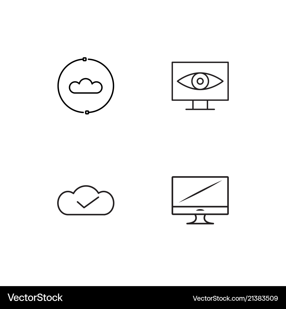 Cyber security linear icons set simple outline vector image