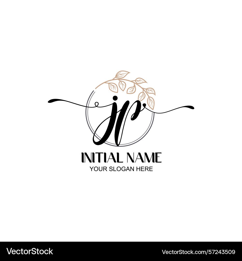 Elegant jp initial logo design with botanical Elegant jp initial logo design with botanical Vector Image