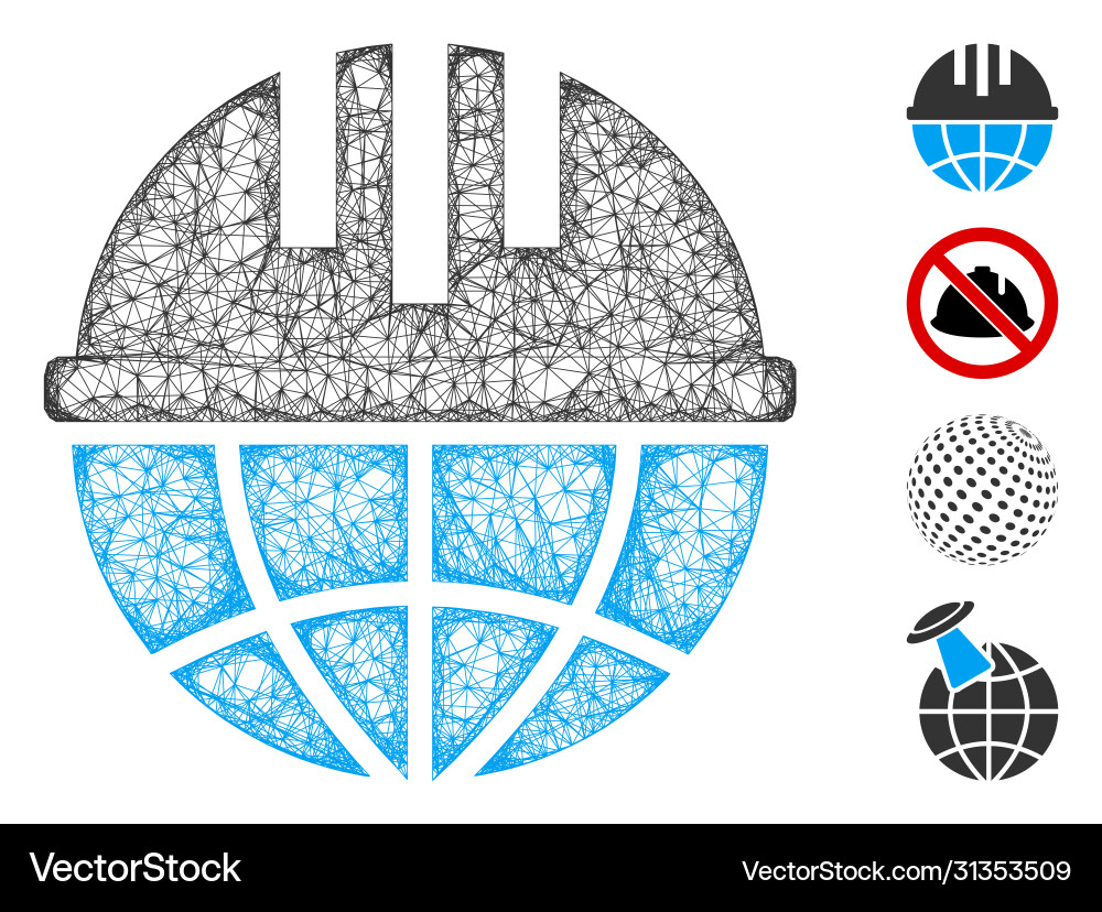Global helmet web mesh Global helmet web mesh vector image