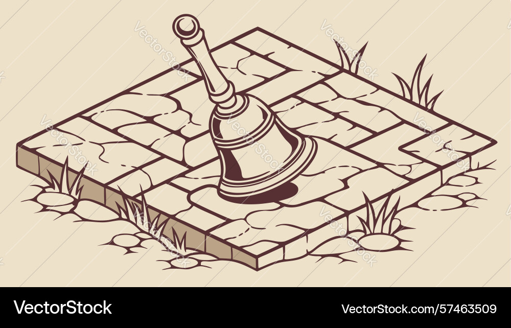 Handbell on stone path rustic charm design vector image