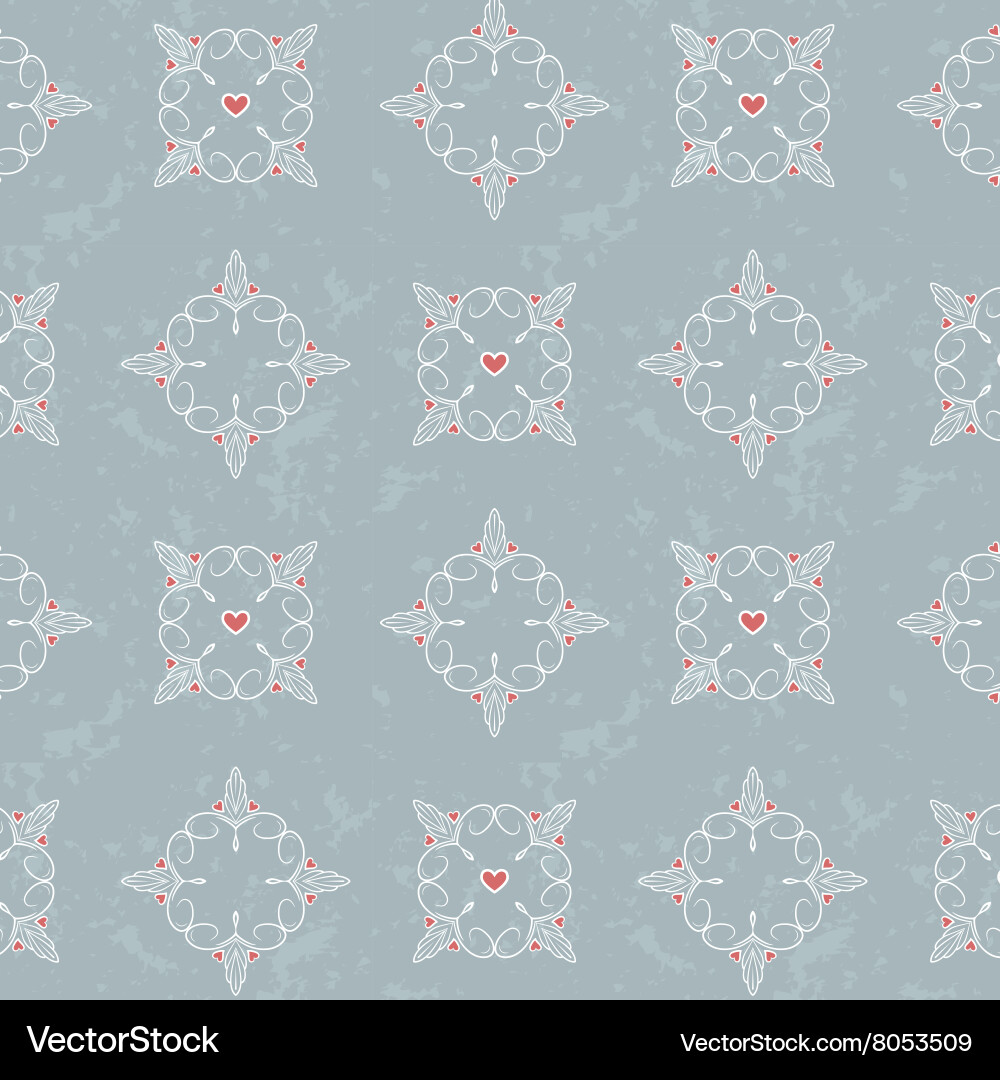 Hearts and lines simple pattern vector image