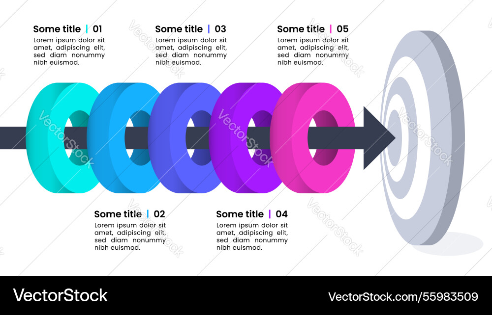 Infographic template dartboard with 5 steps Infographic template dartboard with 5 steps vector image