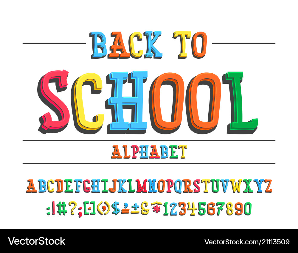 Latin alphabet - badge back to school trend font Latin alphabet - badge back to school trend font vector image