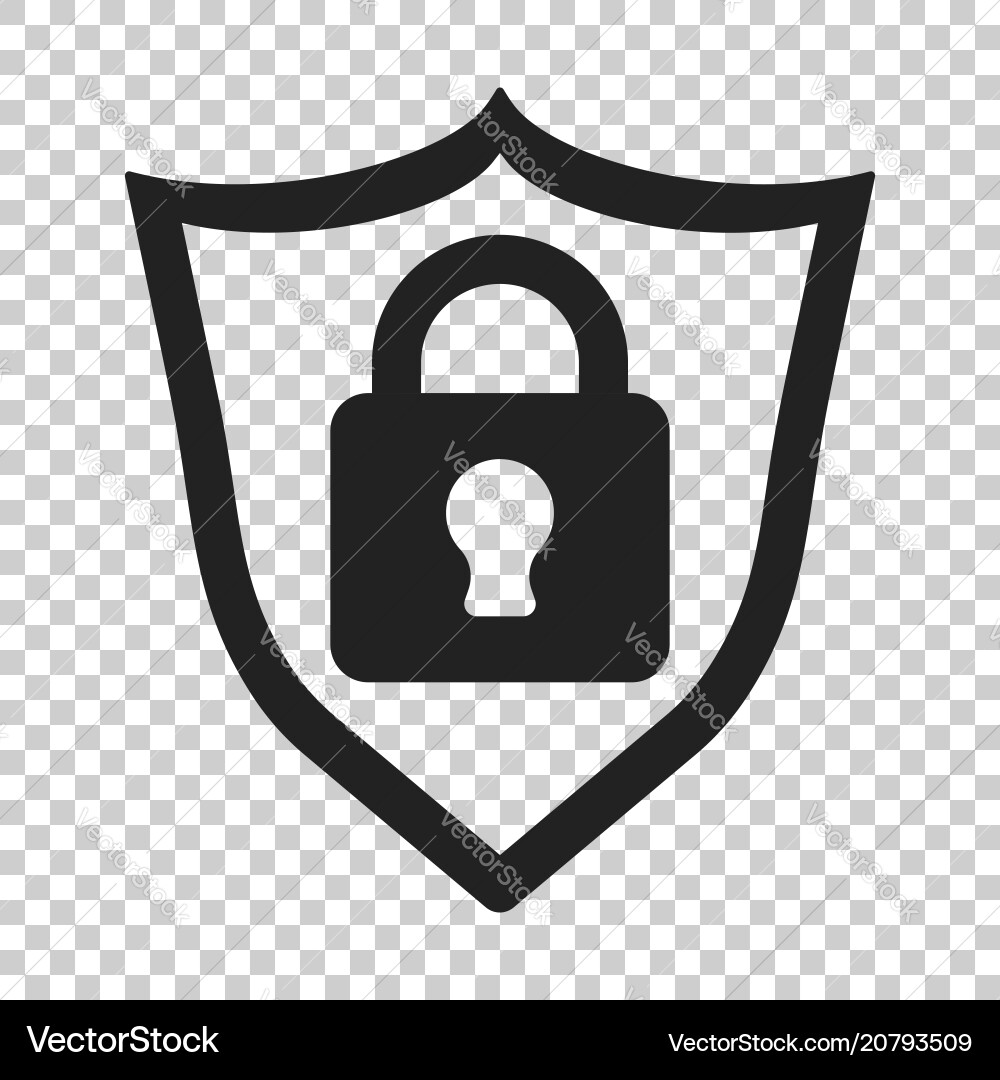 Lock with shield security icon on isolated Lock with shield security icon on isolated vector image