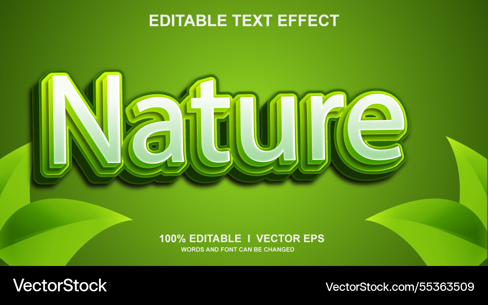 Nature 3d text effect with modern style design Nature 3d text effect with modern style design vector image
