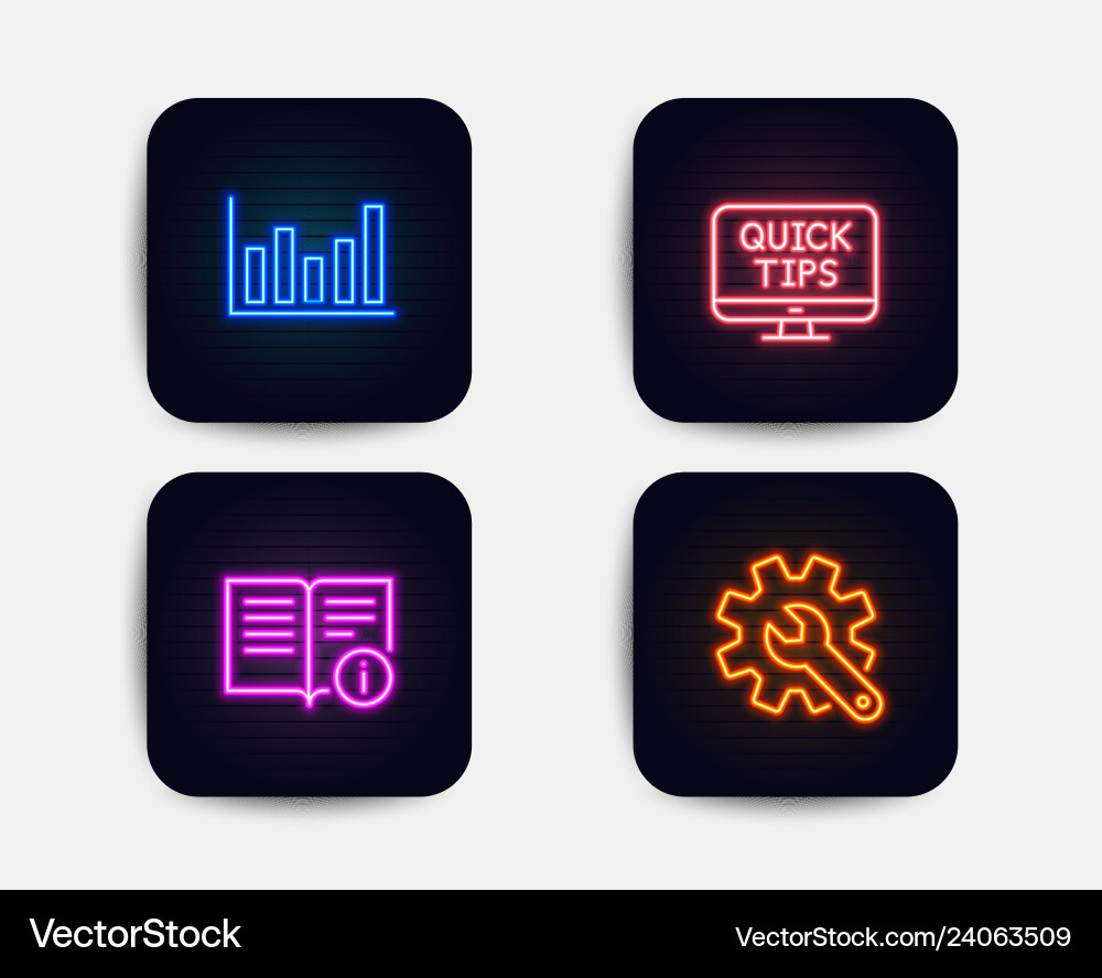 Neon set column chart technical info and web Neon set column chart technical info and web vector image