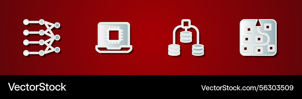 Neural Network Processor Data Icons vector image