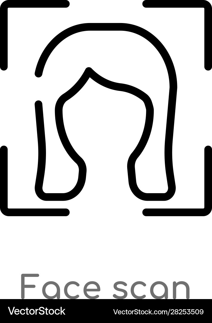 Outline face scan icon isolated black simple line vector image
