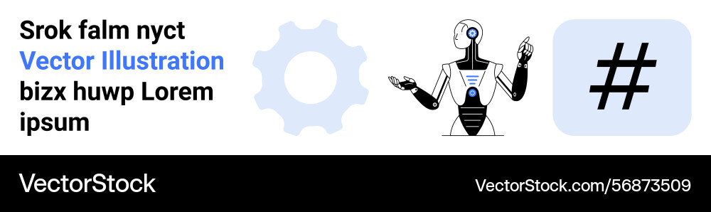 Robot with gear icon and metadata tag representing Robot with gear icon and metadata tag representing vector image